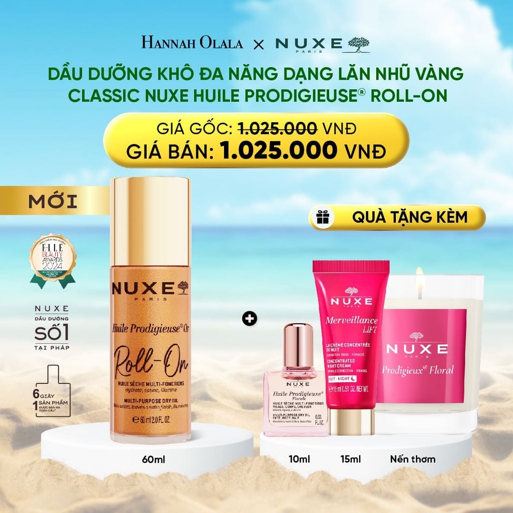 DEAL 5: DẦU DƯỠNG KHÔ ĐA NĂNG DẠNG LĂN NUXE HUILE PRODIGIEUSE® ROLL-ON 60ML (CHỌN HƯƠNG) 