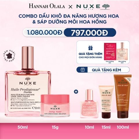 M24_DEAL 12: COMBO DƯỠNG DA & MÔI NUXE: DẦU KHÔ ĐA NĂNG 50ML + DƯỠNG MÔI 15G (CHỌN HƯƠNG) 