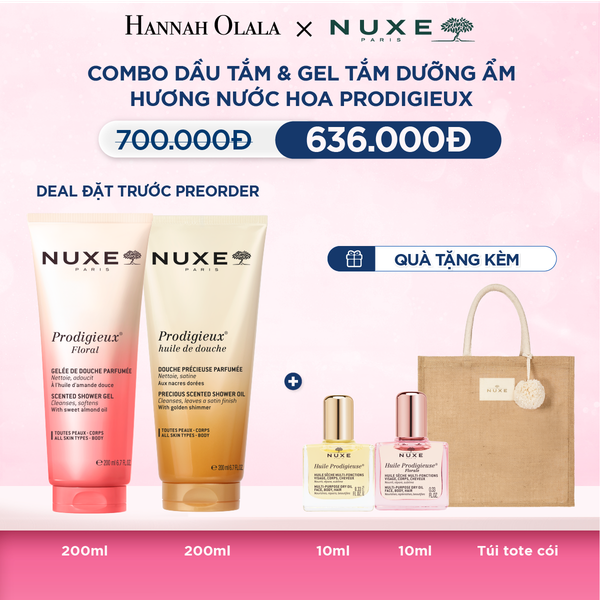  COMBO DẦU TẮM & GEL TẮM DƯỠNG ẨM HƯƠNG NƯỚC HOA NUXE PRODIGIEUX® 200ML x 2 