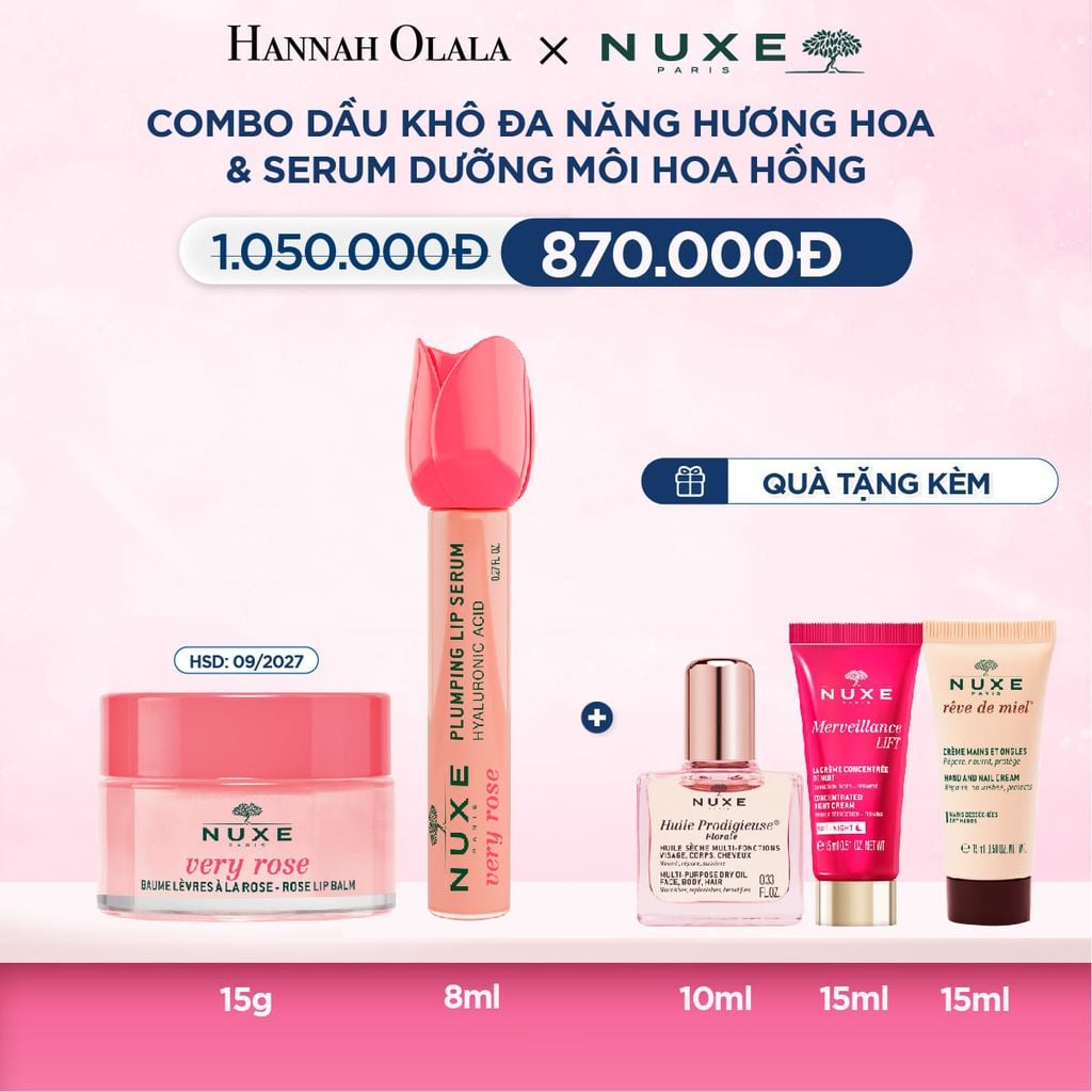  Deal 16: COMBO DƯỠNG MÔI ĐA NĂNG TỪ HOA HỒNG: SÁP DƯỠNG MÔI 15G & SERUM DƯỠNG MÔI 8ML 