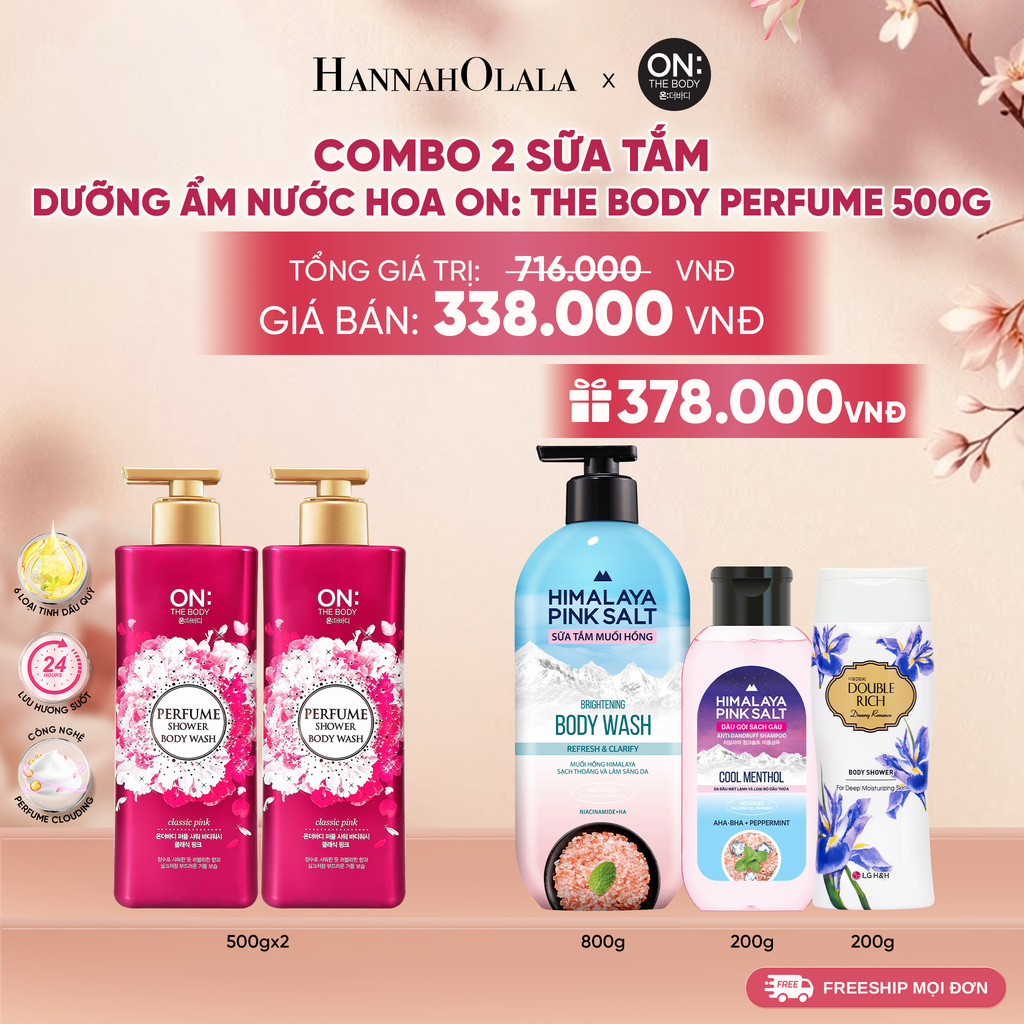  COMBO 02 SỮA TẮM DƯỠNG ẨM HƯƠNG NƯỚC HOA ON: THE BODY PERFUME 500G - A1102 