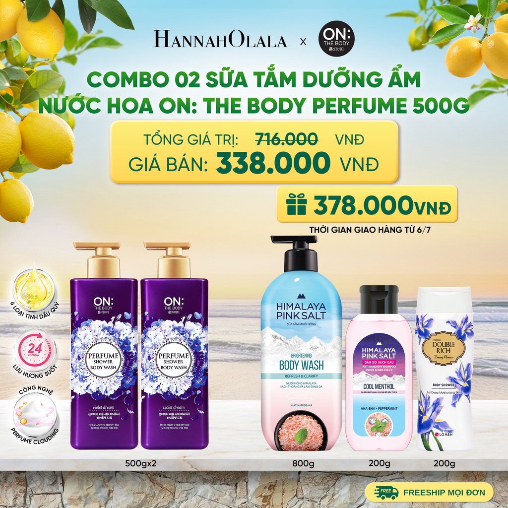  COMBO 02 SỮA TẮM DƯỠNG ẨM HƯƠNG NƯỚC HOA ON: THE BODY PERFUME 500G - A742 