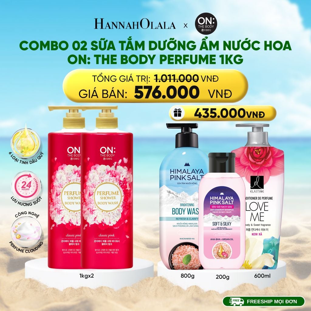  DEAL 04: COMBO 2 SỮA TẮM DƯỠNG ẨM HƯƠNG NƯỚC HOA ON: THE BODY PERFUME 1KG 