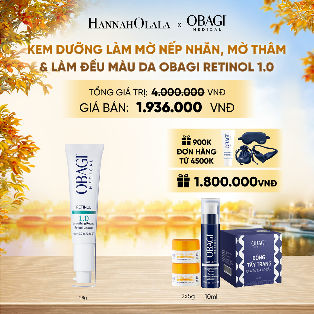  KEM DƯỠNG LÀM MỜ NẾP NHĂN, MỜ THÂM & LÀM ĐỀU MÀU DA OBAGI RETINOL 1.0 28G - DEAL 7 - E845 