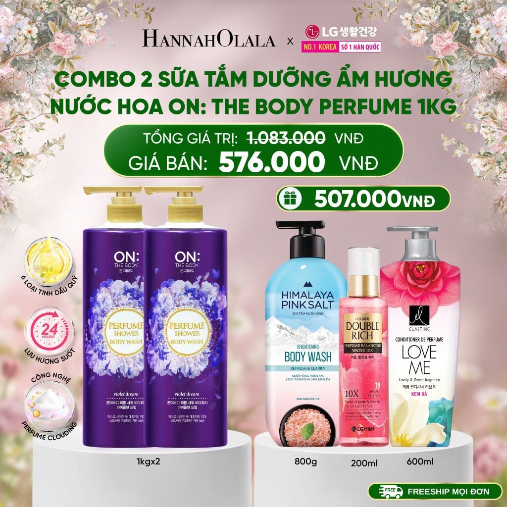  DEAL 28: COMBO 2 SỮA TẮM DƯỠNG ẨM HƯƠNG NƯỚC HOA ON: THE BODY PERFUME 1KG 