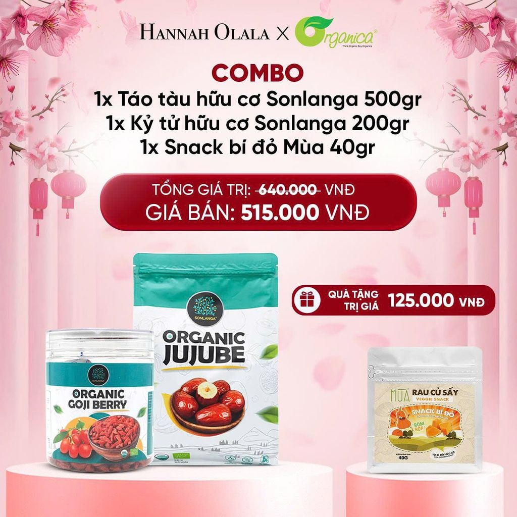  A659_DEAL 10: COMBO 1 X TÁO ĐỎ HỮU CƠ SONLANGA 500GR 1 X KỶ TỬ HỮU CƠ SONLANGA 200GR 