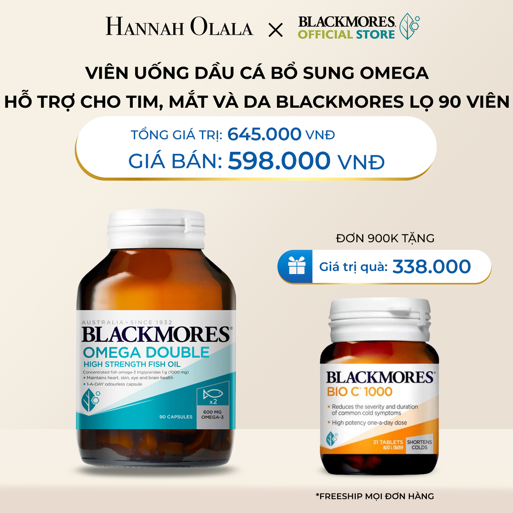  DEAL 1: VIÊN UỐNG DẦU CÁ BỔ SUNG OMEGA HỖ TRỢ CHO TIM, MẮT VÀ DA BLACKMORES DOUBLE OMEGA HIGH STRENGTH LỌ 90 VIÊN 