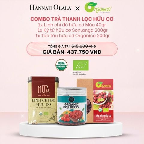  E1036_DEAL 18: COMBO TRÀ THANH LỌC HỮU CƠ: 1 LINH CHI ĐỎ HỮU CƠ MÙA 40GR, 1 KỶ TỬ HỮU CƠ SONLANGA 200GR, 1 TÁO TÀU HỮU CƠ ORGANICA 200GR 
