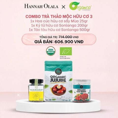  E1037_DEAL 19: COMBO TRÀ THẢO MỘC HỮU CƠ 3: 1 HOA CÚC HỮU CƠ SẤY MÙA 25GR, 1 KỶ TỬ HỮU CƠ SONLANGA 200GR, 1 TÁO TÀU HỮU CƠ SONLANGA 500GR 