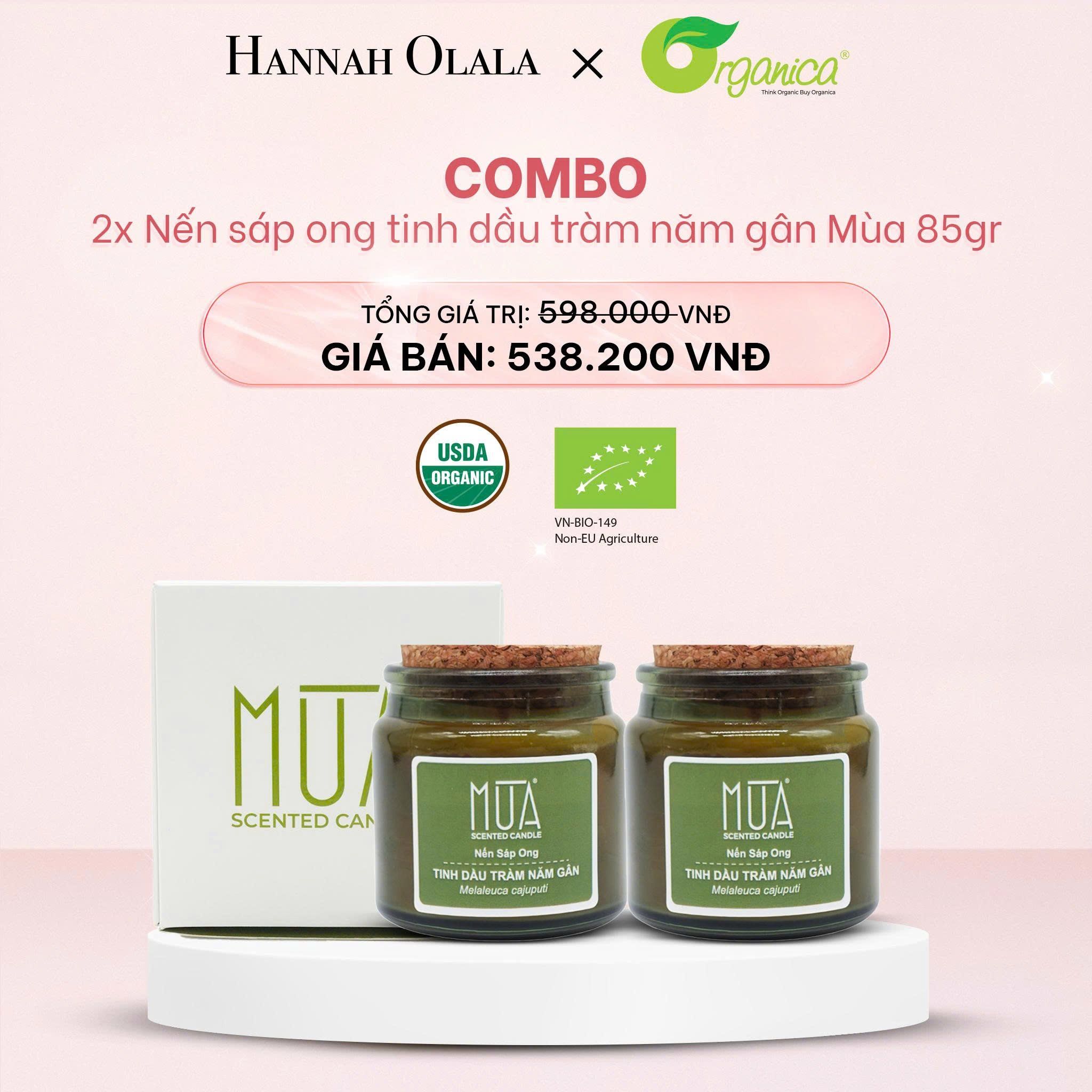  E1045_DEAL 9: COMBO 2 NẾN SÁP ONG TINH DẦU TRÀM NĂM GÂN MÙA 85GR 