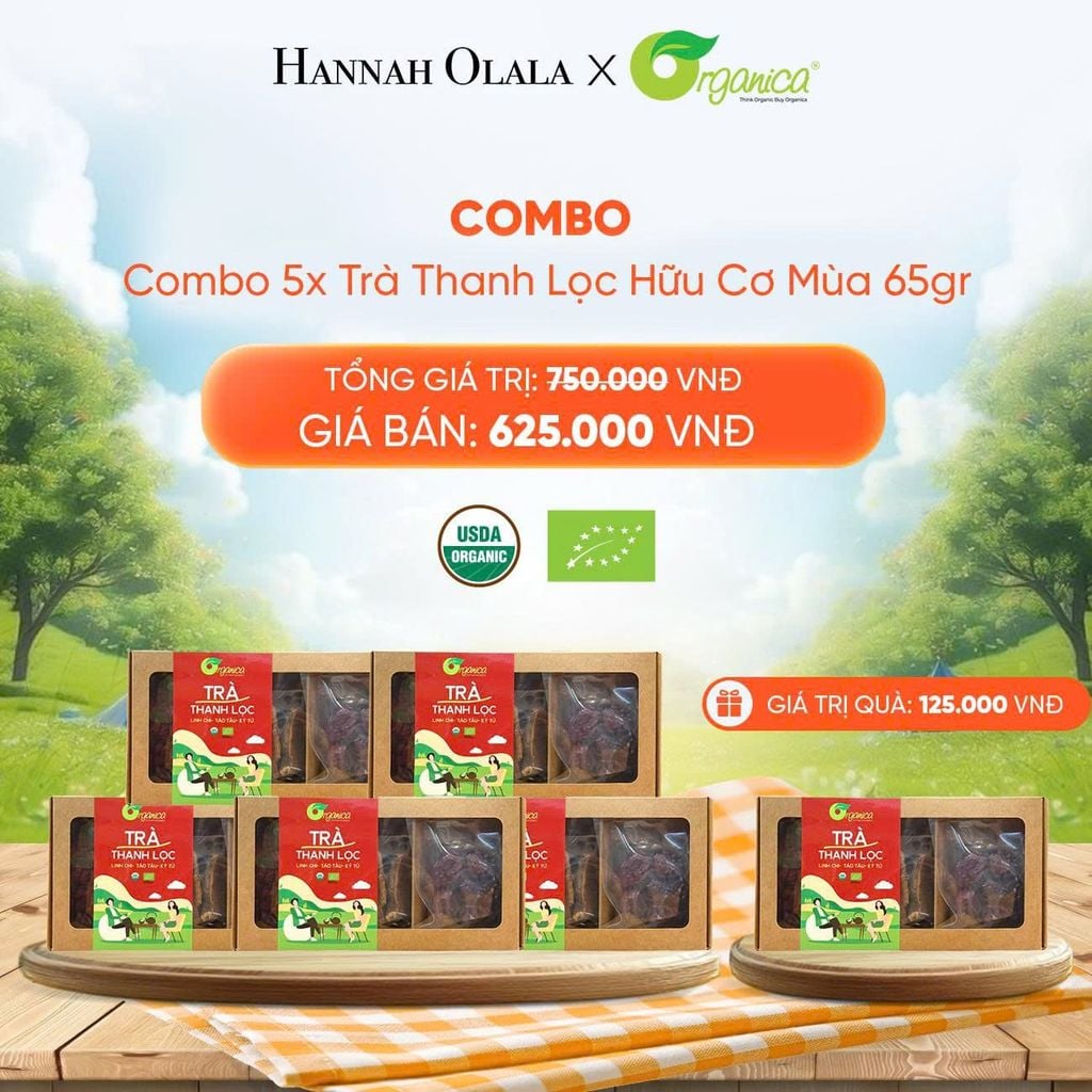  DEAL 10: COMBO 5X TRÀ THANH LỌC HỮU CƠ MÙA 65GR 