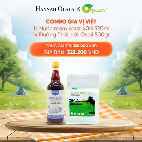  DEAL 11: COMBO GIA VỊ VIỆT 1X NƯỚC MẮM KARST 40N 520ML 1X ĐƯỜNG THỐT NỐT OSOIL 500GR 