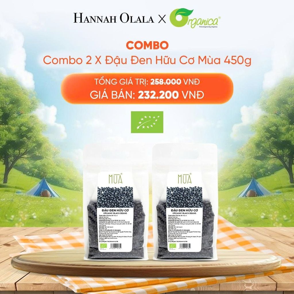  DEAL 13: COMBO 2 X ĐẬU ĐEN HỮU CƠ MÙA 450G 
