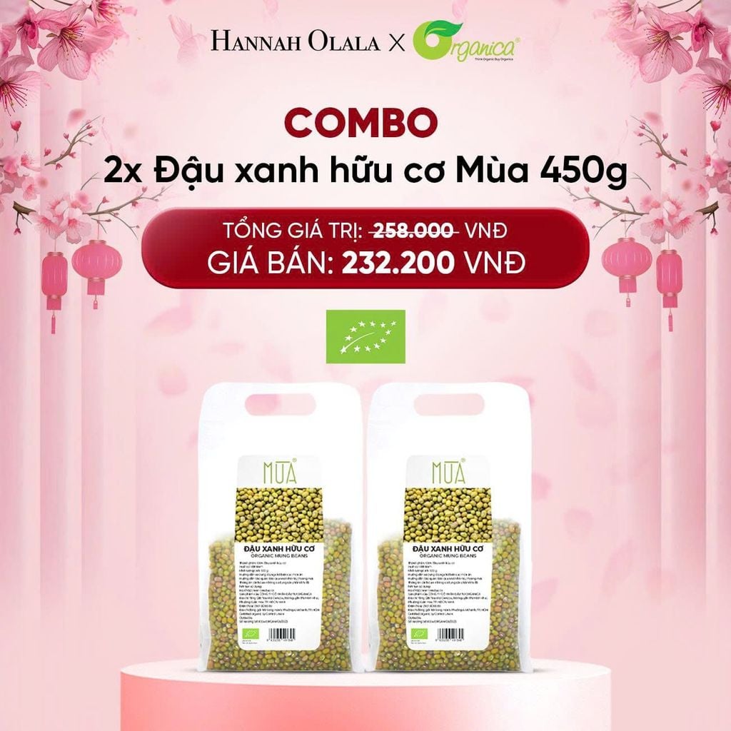  DEAL 18: COMBO 2 X ĐẬU XANH HỮU CƠ MÙA 450G 