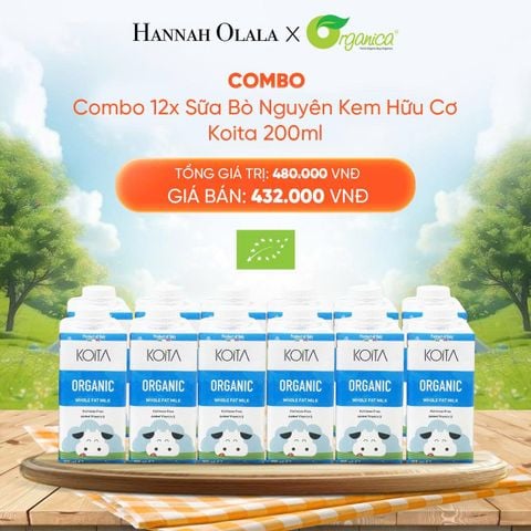  DEAL 9: COMBO 12 X SỮA BÒ NGUYÊN KEM HỮU CƠ KOITA 200ML 