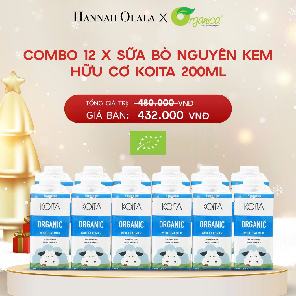  A1799_DEAL 9: COMBO 12 X SỮA BÒ NGUYÊN KEM HỮU CƠ KOITA 200ML 