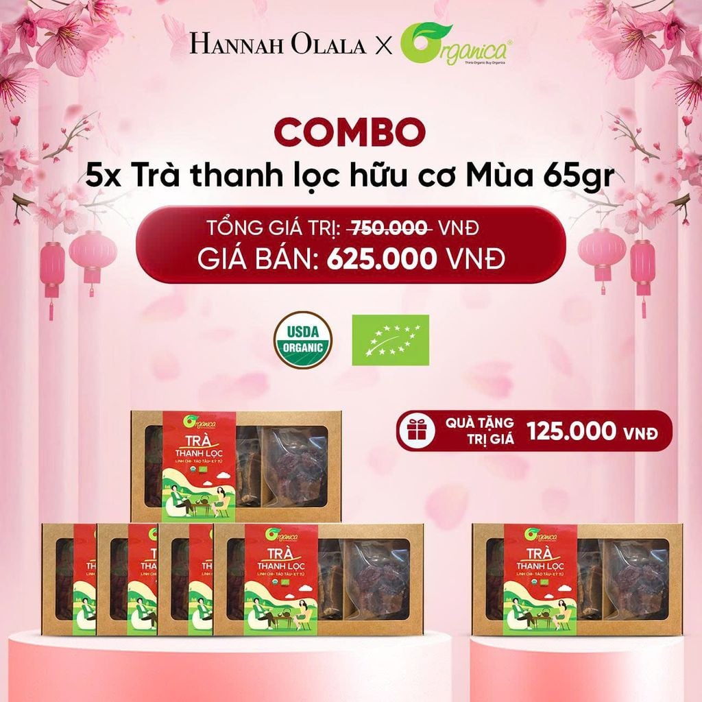  DEAL 9: COMBO 5X TRÀ THANH LỌC HỮU CƠ MÙA 65GR 