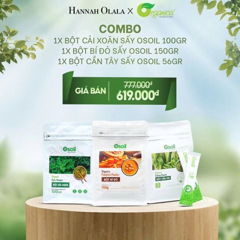  DEAL 1: COMBO SUPER FOOD (BỘT CẦN TÂY SẤY OSOIL, BỘT BÍ ĐỎ OSOIL, BỘT CẢI KALE XOĂN 100GR) 