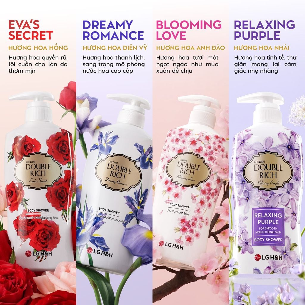  SỮA TẮM DOUBLE RICH HƯƠNG HOA CHIẾT XUẤT TỪ THIÊN NHIÊN 800ML 