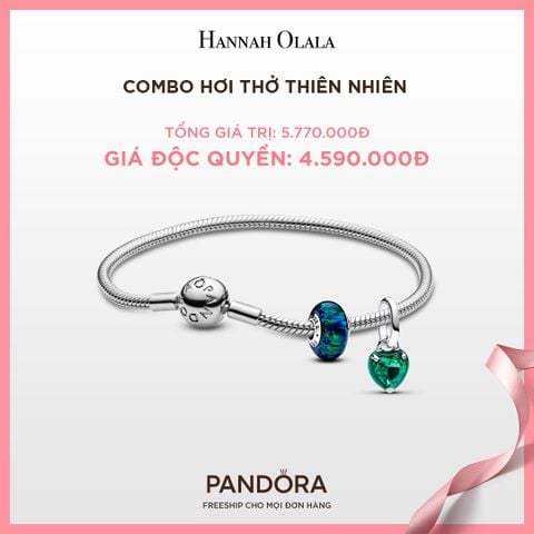 A156_DEAL 118: PANDORA COMBO HƠI THỞ THIÊN NHIÊN [ 1 VÒNG TAY & 2 CHARM ] 