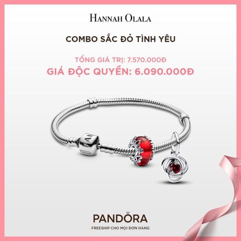  A166_DEAL 121: PANDORA COMBO SẮC ĐỎ TÌNH YÊU [ 1 VÒNG & 2 CHARM ] 