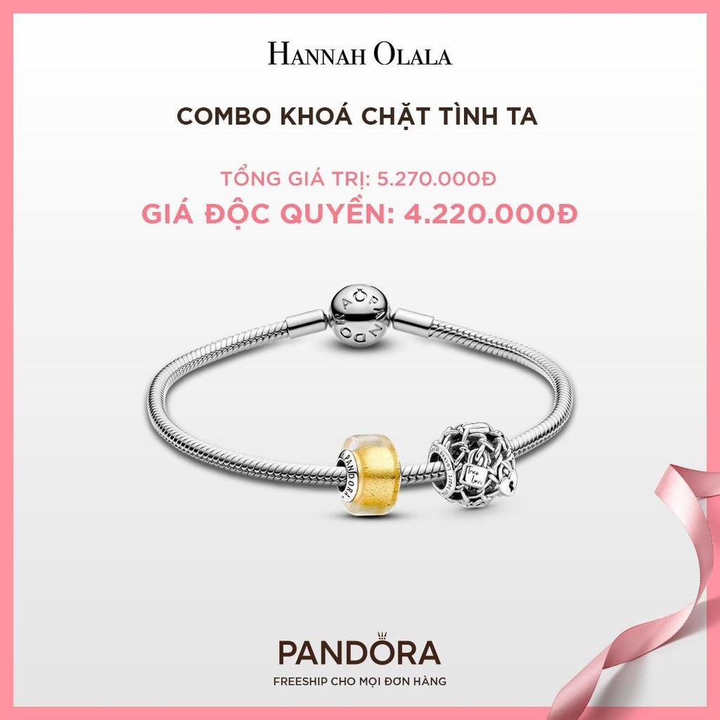  A284_DEAL 146: PANDORA COMBO KHÓA CHẶT TÌNH TA [ 1 VÒNG & 2 CHARM ] - CHỌN MÀU 