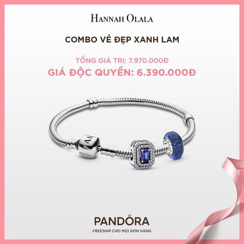  A185_DEAL 127:PANDORA COMBO VẺ ĐẸP XANH LAM [ 1 VÒNG & 2 CHARM ] 