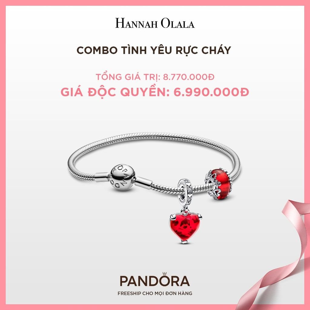  A190_DEAL 128: PANDORA COMBO TÌNH YÊU RỰC CHÁY [ 1 VÒNG & 2 CHARM ] 