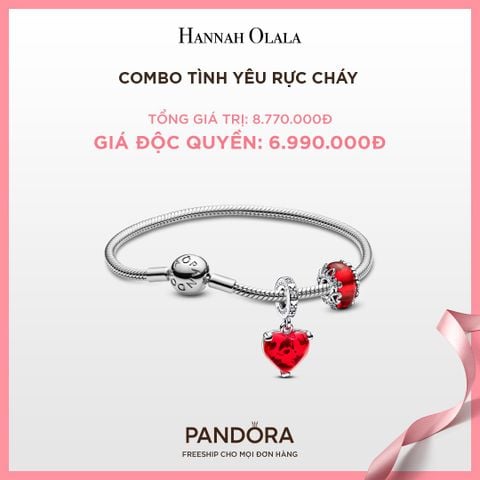  A190_DEAL 128: PANDORA COMBO TÌNH YÊU RỰC CHÁY [ 1 VÒNG & 2 CHARM ] 