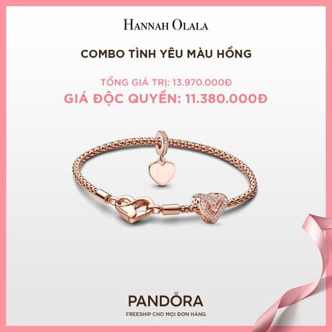  A203_DEAL 132: PANDORA COMBO TÌNH YÊU MÀU HỒNG [ 1 VÒNG & 2 CHARM ] 