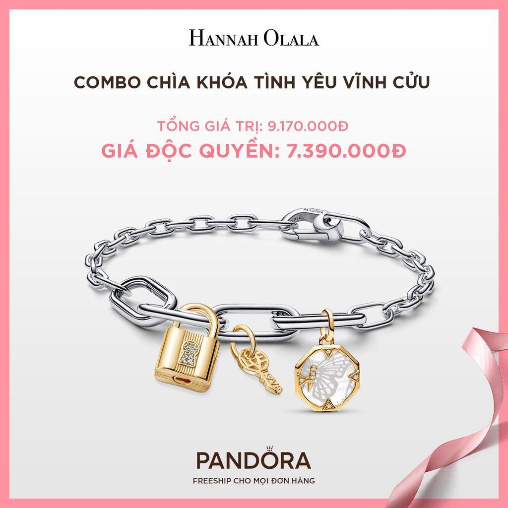 A216_DEAL 136: PANDORA COMBO CHÌA KHÓA TÌNH YÊU VĨNH CỬU [ 1 VÒNG & 3 CHARM ] 