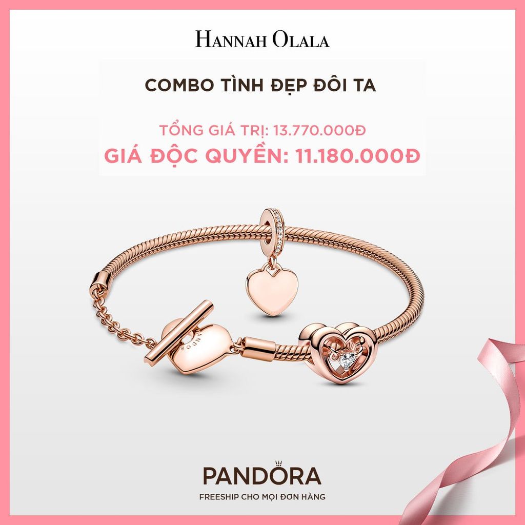  A125_DEAL 111: PANDORA COMBO TÌNH ĐẸP ĐÔI TA [ 1 VÒNG TAY & 2 CHARM ] 