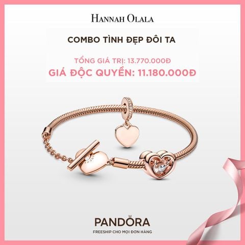  A125_DEAL 111: PANDORA COMBO TÌNH ĐẸP ĐÔI TA [ 1 VÒNG TAY & 2 CHARM ] 