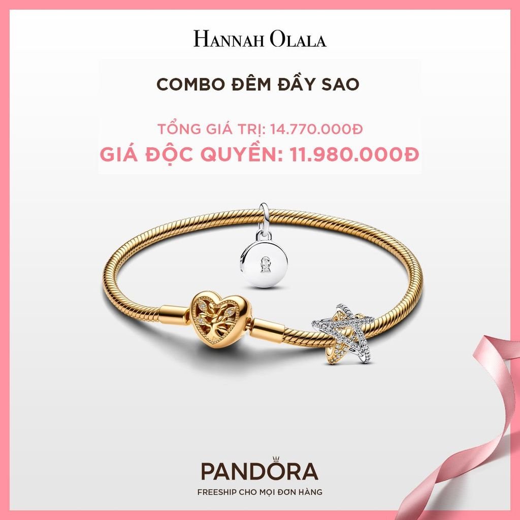  A131_DEAL 113: PANDORA COMBO ĐÊM ĐẦY SAO [ 1 VÒNG TAY & 2 CHARM ] 