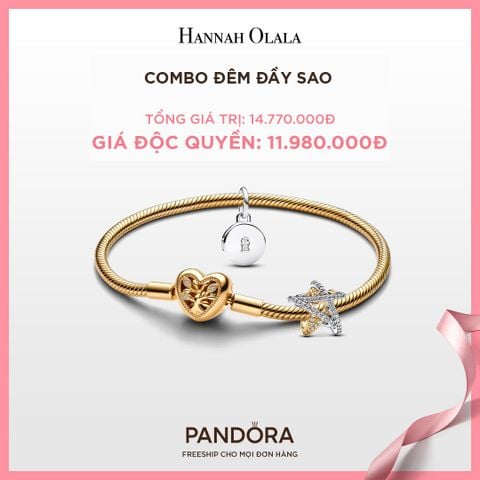  A131_DEAL 113: PANDORA COMBO ĐÊM ĐẦY SAO [ 1 VÒNG TAY & 2 CHARM ] 