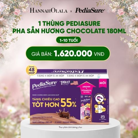  DEAL 10: 1 THÙNG 48 HỘP PEDIASURE HƯƠNG CHOCOLATE 180ML 