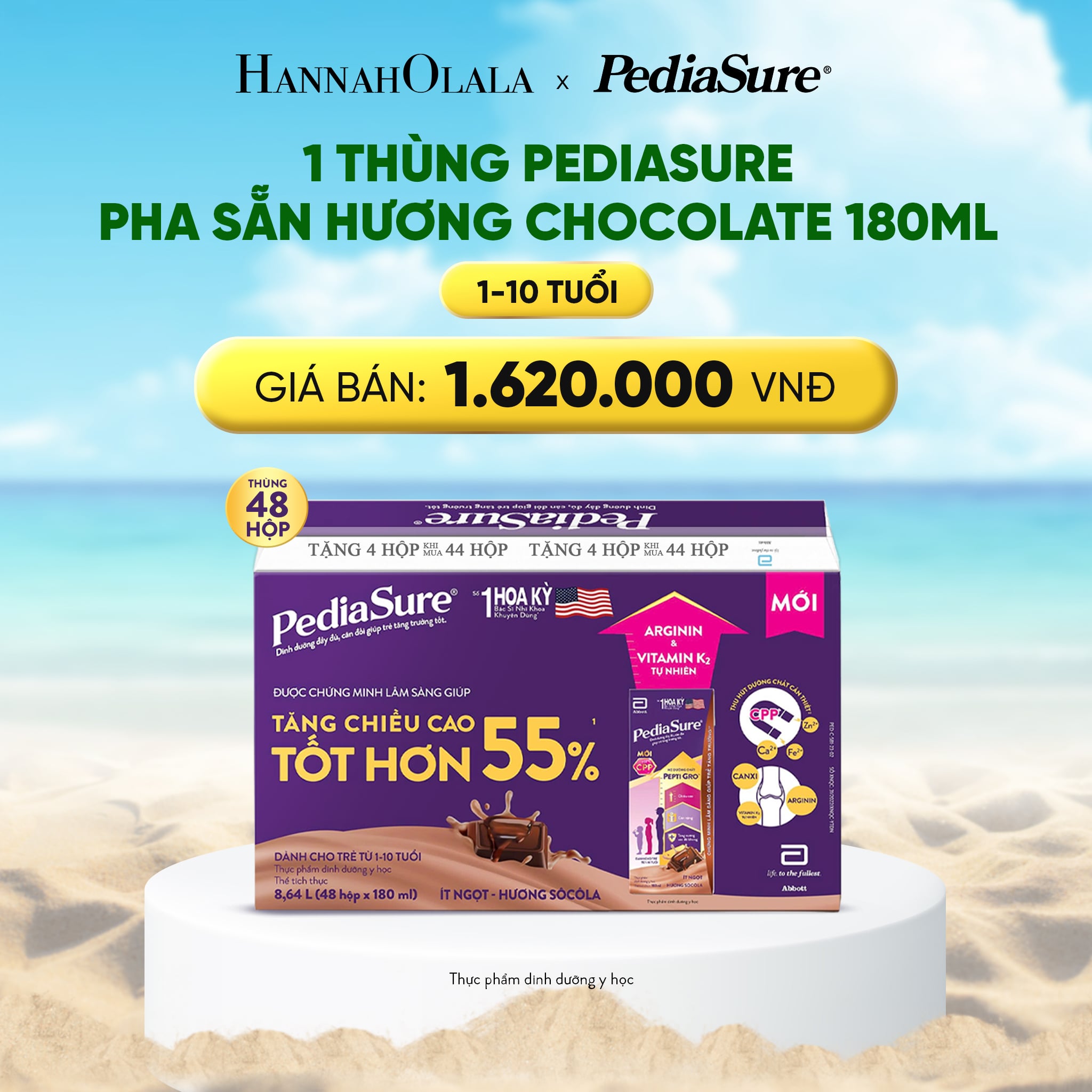 A626_deal 10: 1 thùng 48 hộp pediasure hương chocolate 180ml