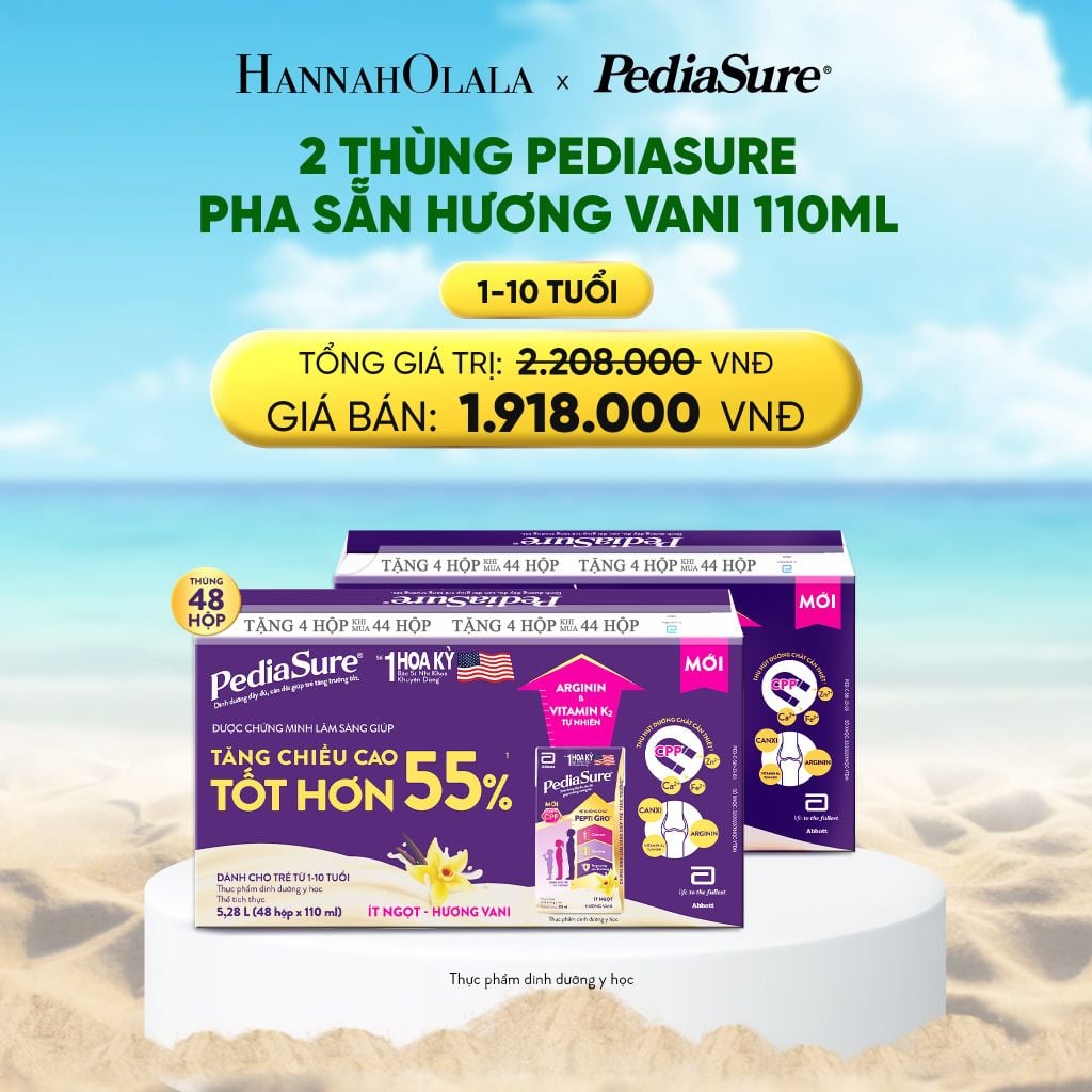  A2036_DEAL 12: 2 THÙNG PEDIASURE PHA SẴN HƯƠNG VANI 110ML 