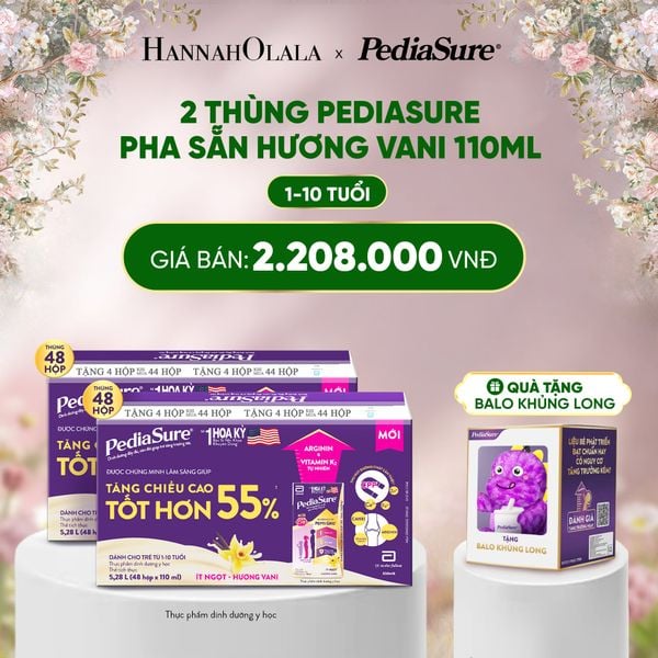  E533_DEAL 12: [TẶNG BALO KHỦNG LONG TÍM] 2 THÙNG PEDIASURE PHA SẴN HƯƠNG VANI 110ML 