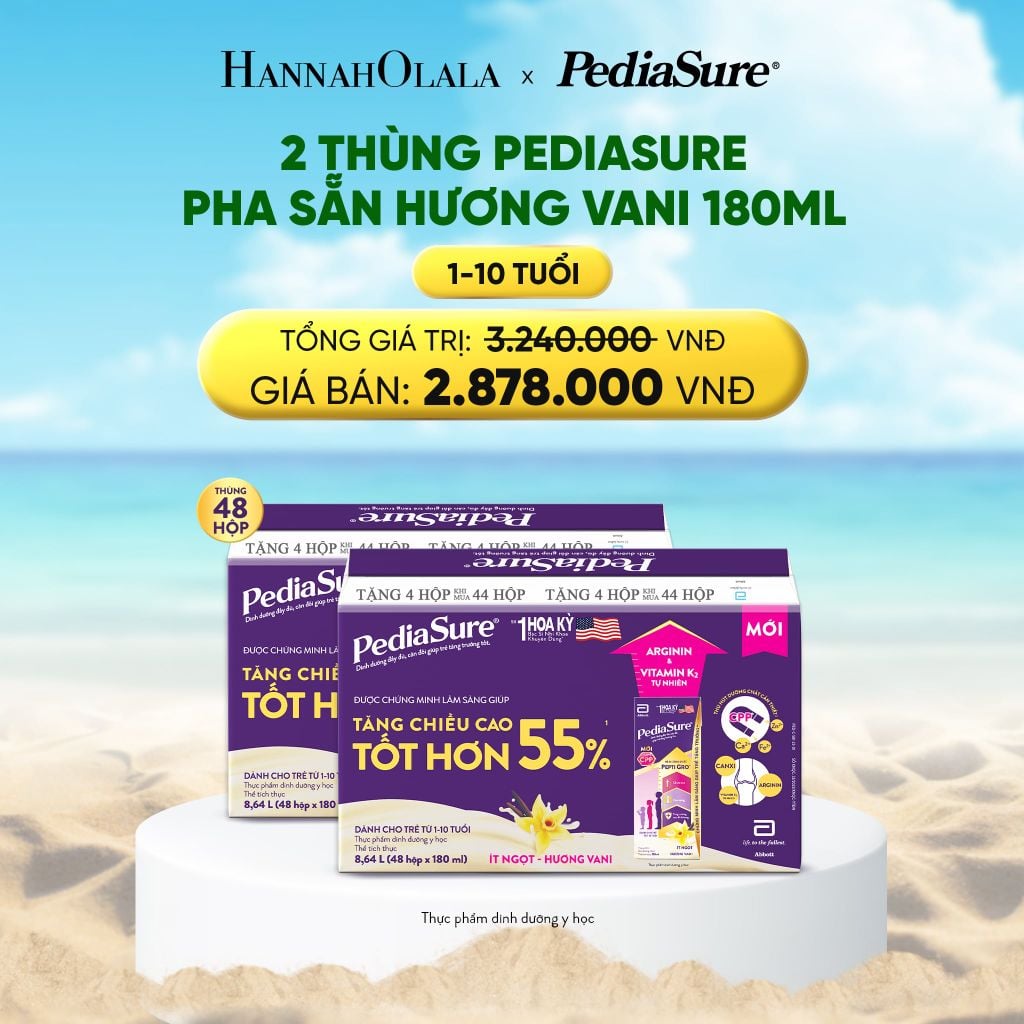  A2037_DEAL 13: 2 THÙNG PEDIASURE PHA SẴN HƯƠNG VANI 180ML 