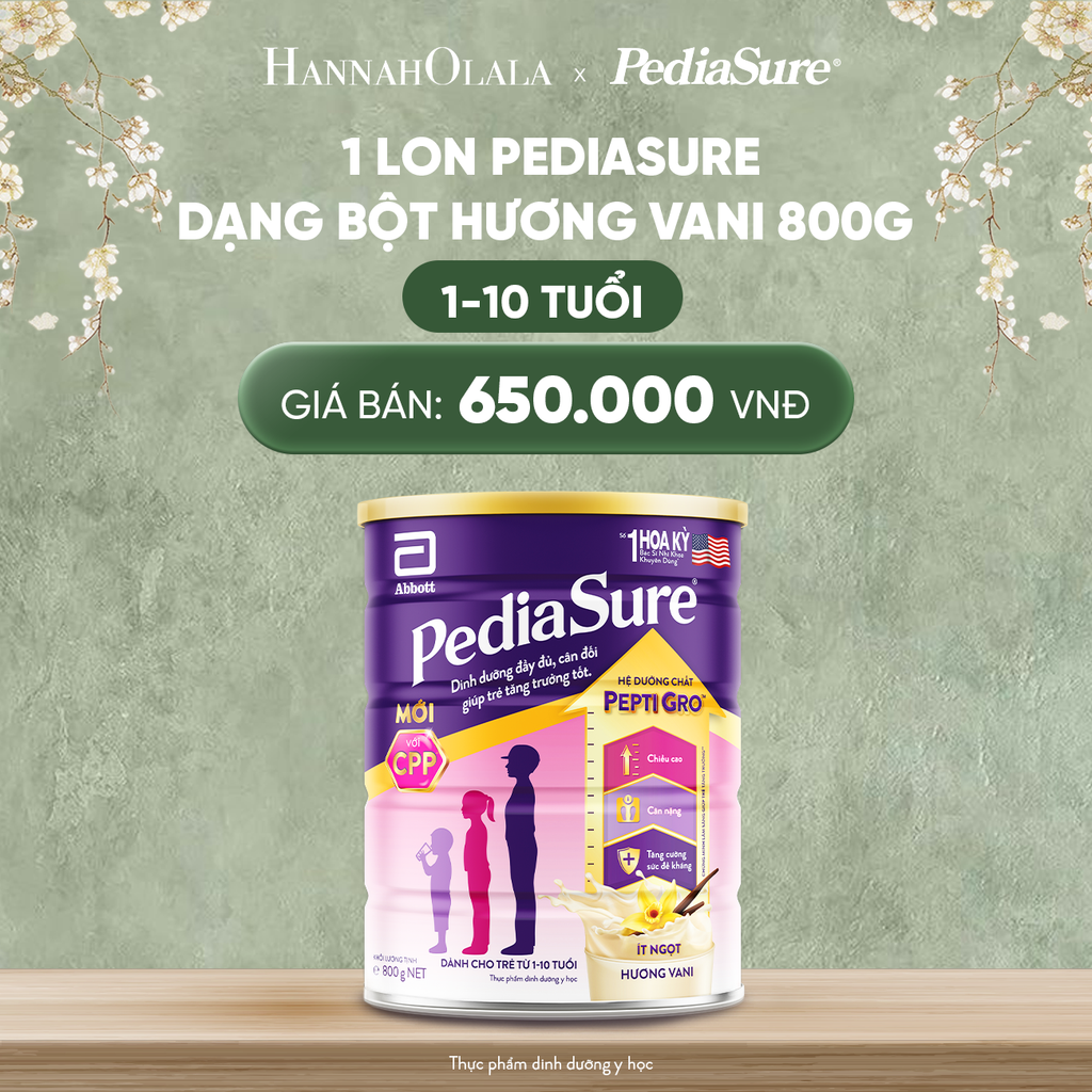  DEAL 1: 1 LON PEDIASURE DẠNG BỘT HƯƠNG VANI 800G 