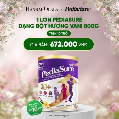  DEAL 2: 1 LON PEDIASURE DẠNG BỘT HƯƠNG VANI 800G 10+ 