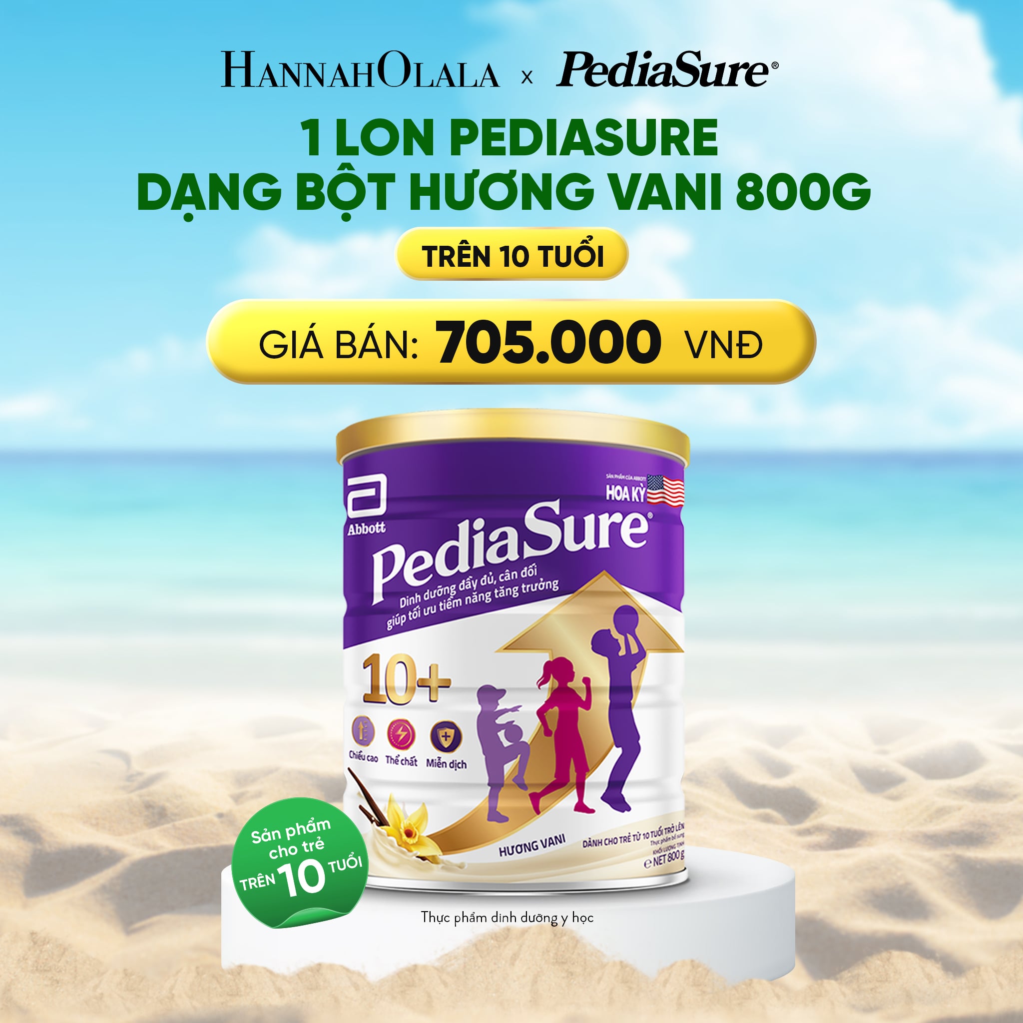 Sữa Bột Pediasure 10 Hương Vani 800G Cho Trẻ Từ 10 Tuổi Trở Lên