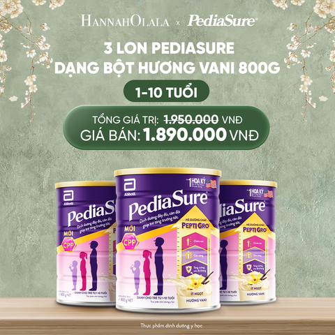  DEAL 3: 3 LON PEDIASURE DẠNG BỘT HƯƠNG VANI 800G 