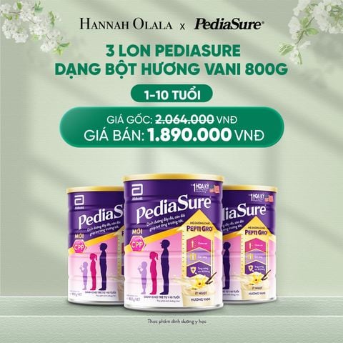  DEAL 3: 3 LON PEDIASURE DẠNG BỘT HƯƠNG VANI 800G 