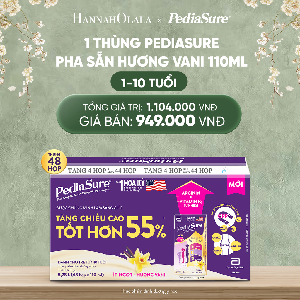  DEAL 4: 1 THÙNG PEDIASURE PHA SẴN HƯƠNG VANI 110ML 