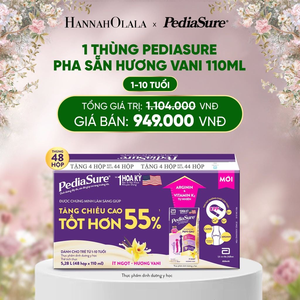  DEAL 4: 1 THÙNG PEDIASURE PHA SẴN HƯƠNG VANI 110ML 
