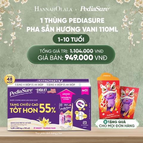  DEAL 4: [TẶNG BAO LÌ XÌ] 1 THÙNG PEDIASURE PHA SẴN HƯƠNG VANI 110ML 