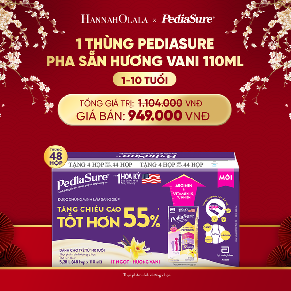  A51_DEAL 4: 1 THÙNG PEDIASURE PHA SẴN HƯƠNG VANI 110ML 