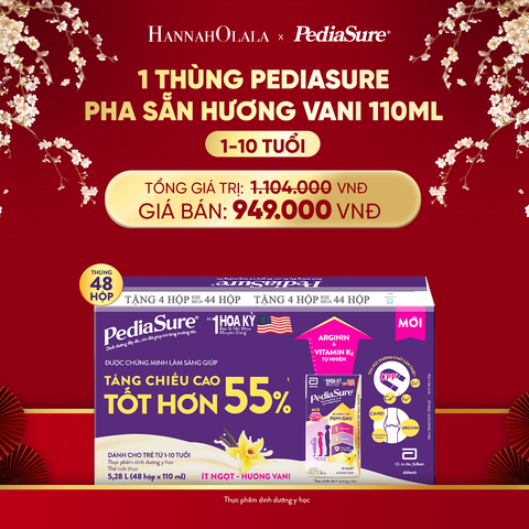 A51_DEAL 4: 1 THÙNG PEDIASURE PHA SẴN HƯƠNG VANI 110ML 